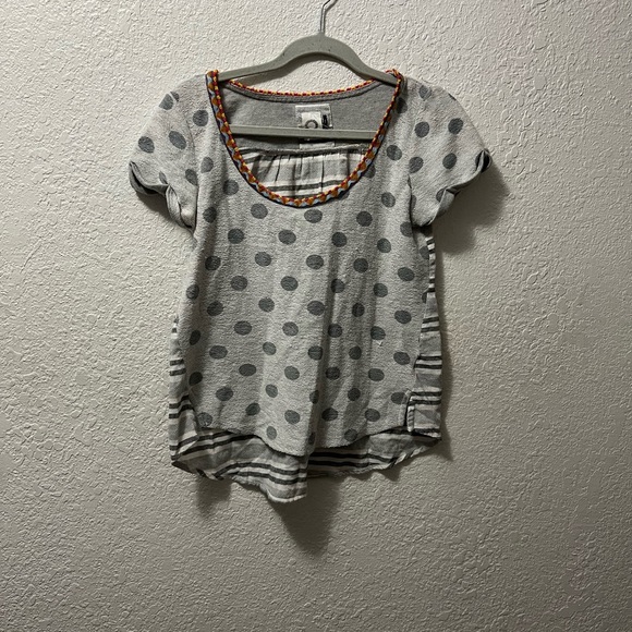 Anthropologie AKEMI + KIN Polka Dot Striped Shirt Gray - Picture 2 of 7